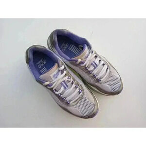 Abeo Womens Aubrey Rocs Walking Shoes White Purple Textile Lace Up Toning 6.5M